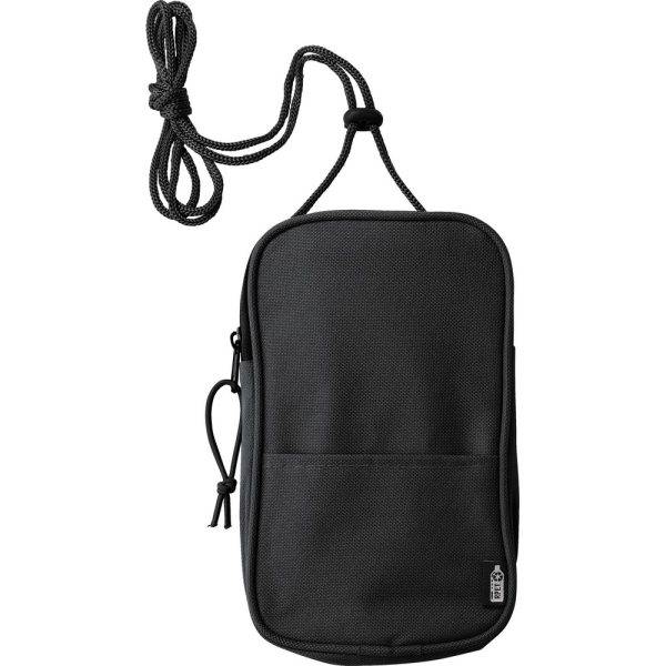 Sac bandoulière, pochette RPET noir personnalisable avec logo