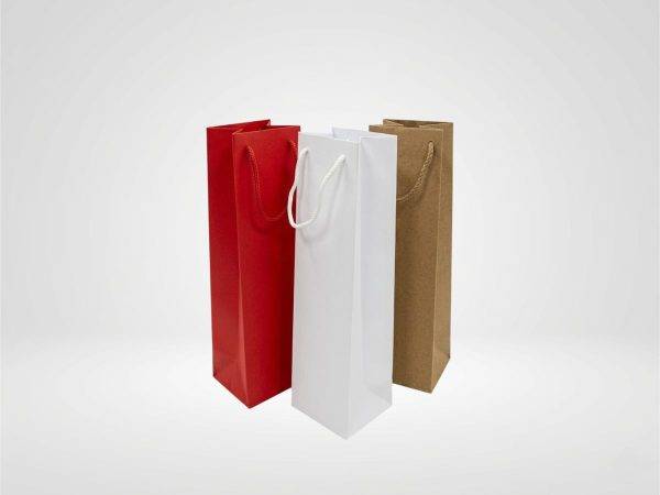 Sacs bouteille en papier de luxe rouge et kraft personnalisés