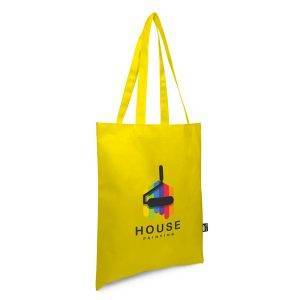 Sac de shopping RPET Rokia jaune personnalisable avec logo
