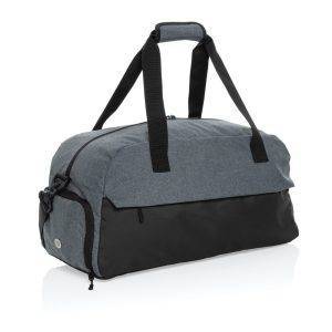 Sac de sport en rPET AWARE™ Kazu gris personnalisable avec logo