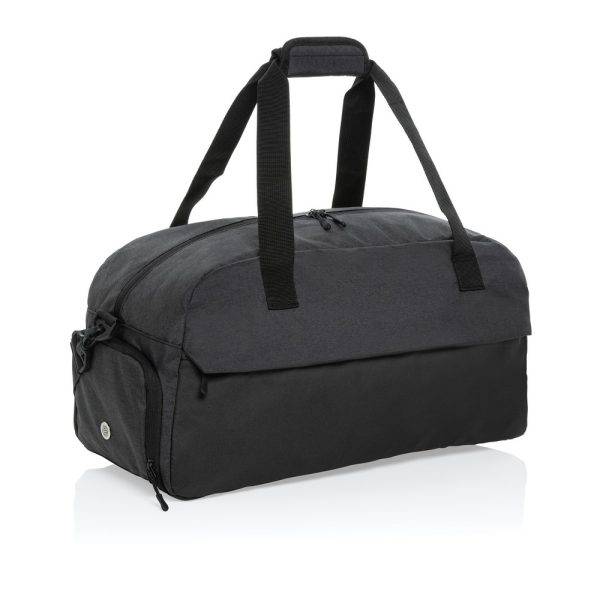 Sac de sport en rPET AWARE™ Kazu noir personnalisable avec logo