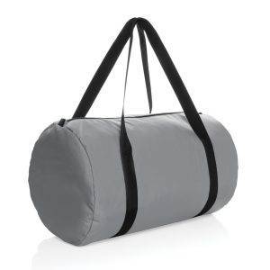 Sac de sport pliable en rPET AWARE Dillon gris personnalisable