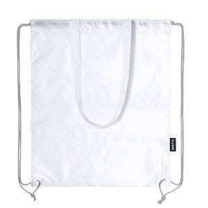 Sac en RPET 2 en 1, sac à cordon et sac shopping blanc personnalisable