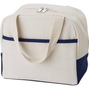 Sac isotherme en coton blanc-bleu personnalisable avec logo