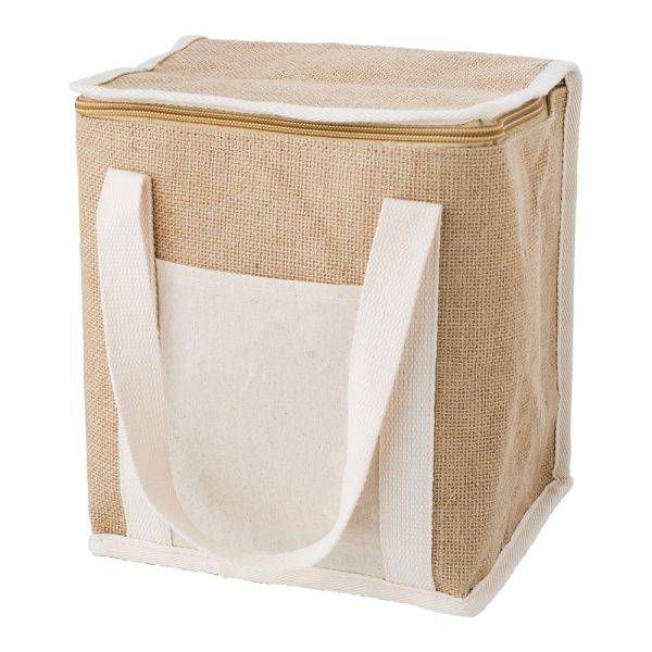 Sac isotherme en jute brun personnalisable avec logo