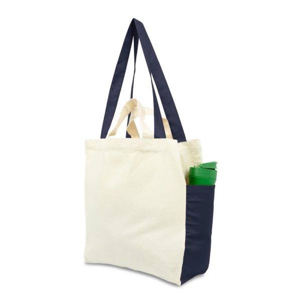 Sac shopping en coton bleu marine personnalisable avec logo – réf. VA058-04