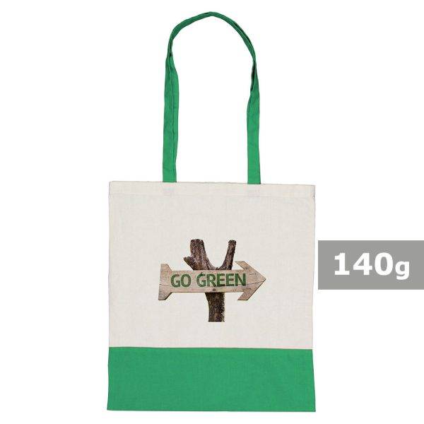 Sac shopping en coton Ellen vert personnalisable avec logo