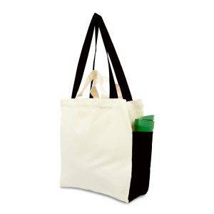 Sac shopping en coton noir personnalisable avec logo
