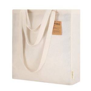 Sac shopping en coton recyclé beige personnalisable avec logo – réf. VA287-20