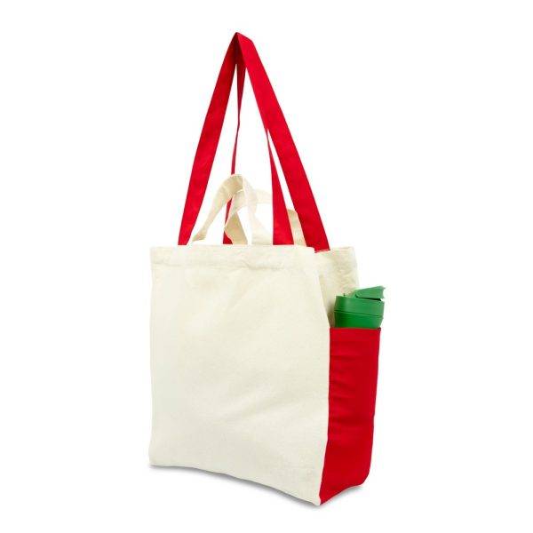 Sac shopping en coton rouge personnalisable avec logo – réf. VA058-05