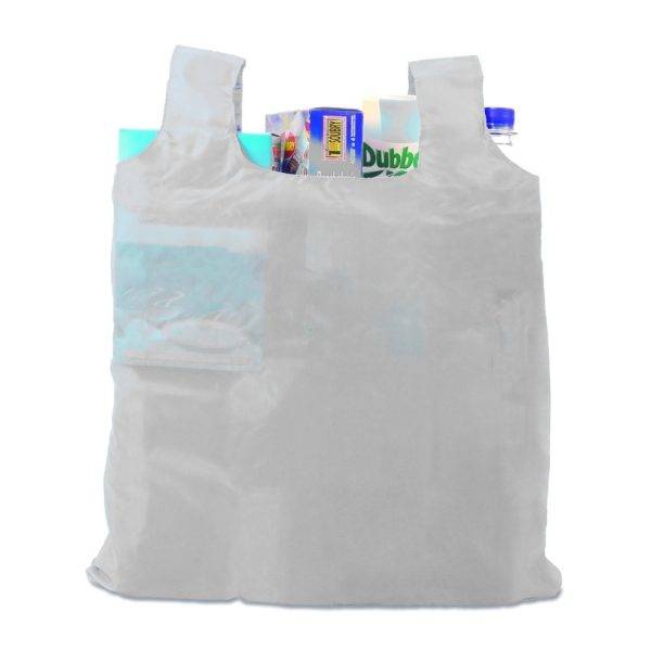 Sac shopping pliable blanc personnalisable avec logo – réf. V5804-02