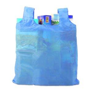 Sac shopping pliable bleu clair personnalisable avec logo