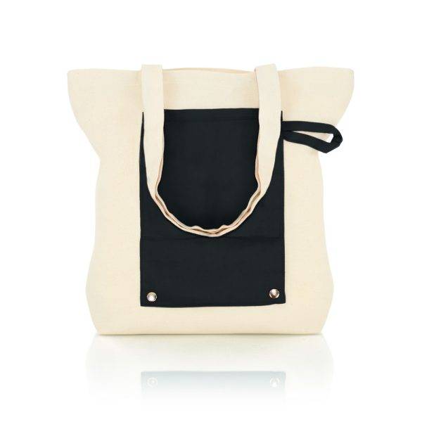 Sac shopping pliable en coton | Arlo noir personnalisable avec logo