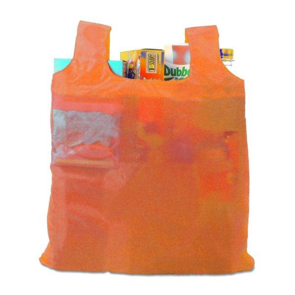 Sac shopping pliable orange personnalisable avec logo