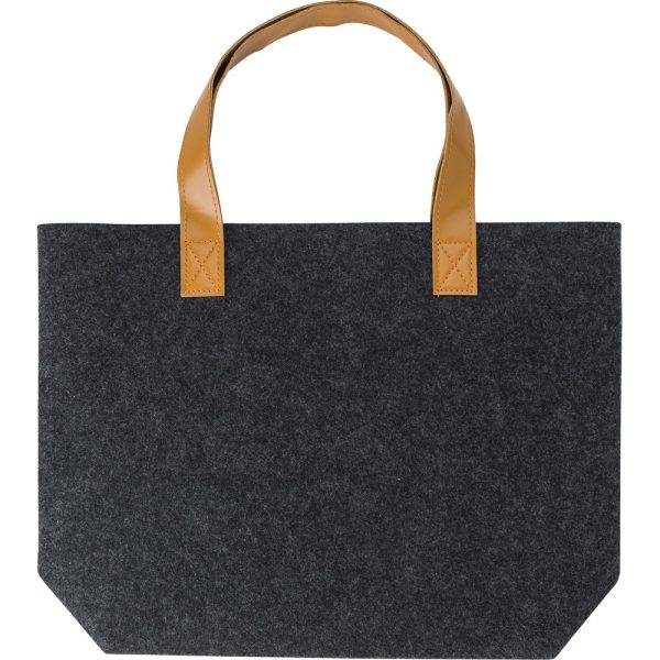 Sac shopping RPET en feutre graphite personnalisable avec logo