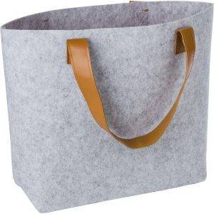 Sac shopping RPET en feutre gris personnalisable avec logo