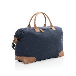 Sac weekend Impact AWARE™ en toile 16oz recyclée bleu personnalisable