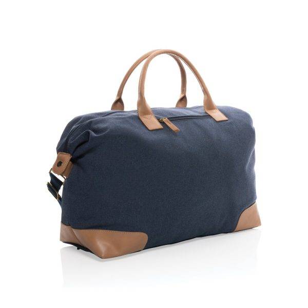 Sac weekend Impact AWARE™ en toile 16oz recyclée bleu personnalisable