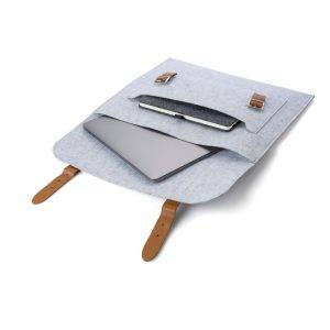 Sacoche pour ordinateur portable en feutre RPET gris personnalisable