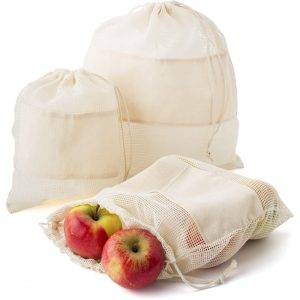 Sacs en coton organique pour fruits et légumes, 3 personnalisable