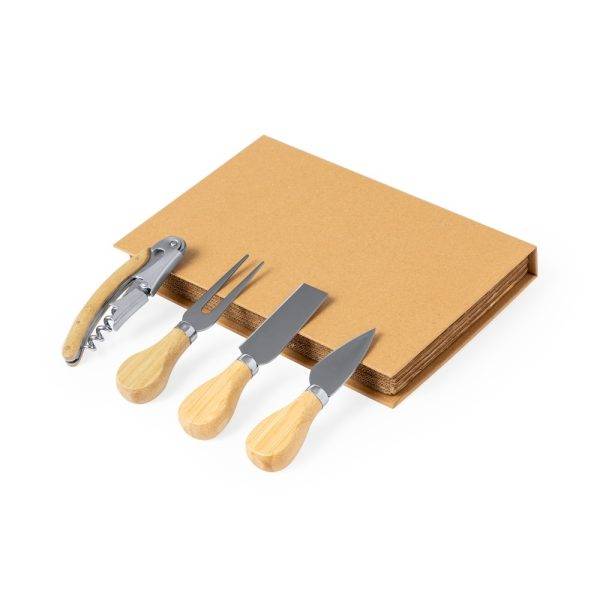 Service à fromage, 4 pcs brun personnalisable avec logo