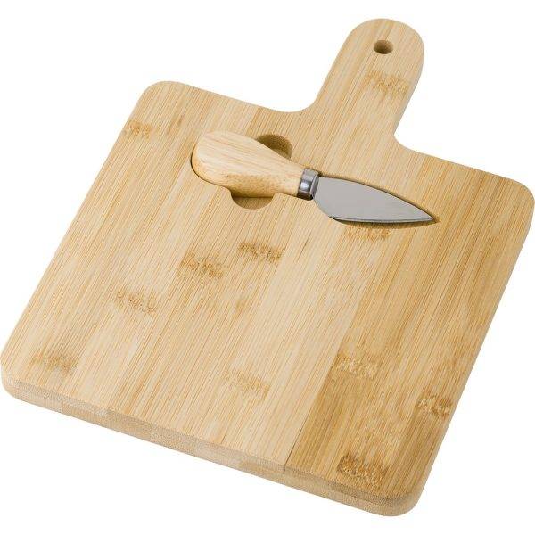 Service à fromage en bambou brun personnalisable avec logo