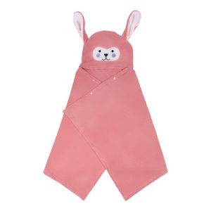 Serviette "animal", taille enfant | Simon rose personnalisable