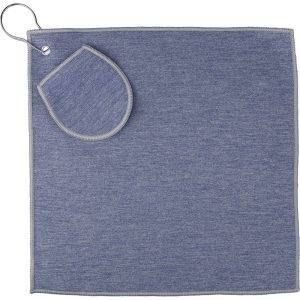 Serviette de golf en RPET bleu personnalisable avec logo