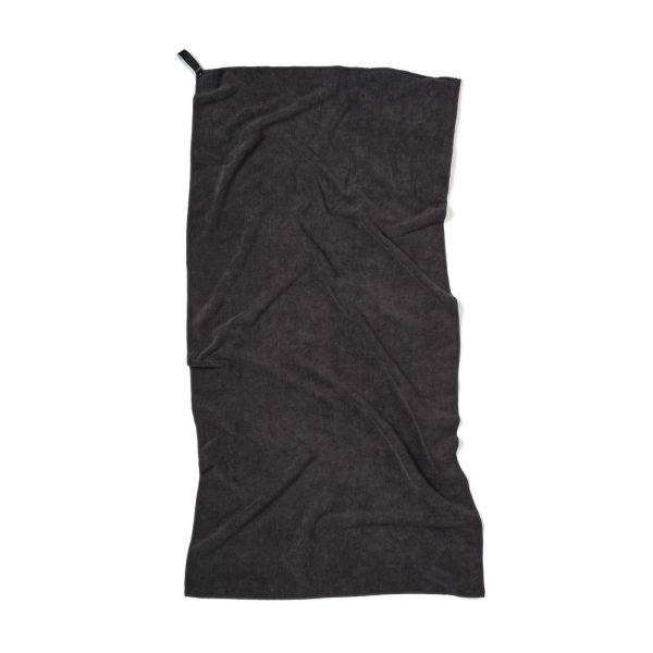 Serviette de sport VINGA RPET noir personnalisable avec logo