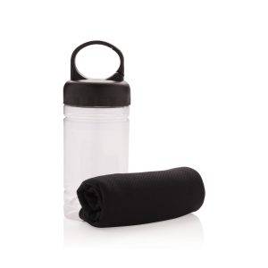 Serviette sport rafraichissante noir personnalisable avec logo