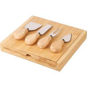 Set à fromage en bambou brun personnalisable avec logo
