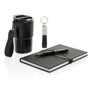 Set cadeau d'affaires deluxe avec mug Swiss Peak black personnalisable