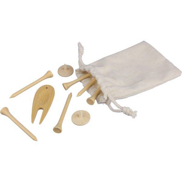Set d'accessoires de golf en bois brun personnalisable avec logo