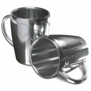 Set de 2 mugs 200 ml argent personnalisable avec logo