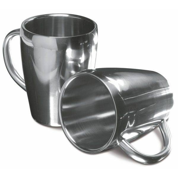 Set de 2 mugs 200 ml argent personnalisable avec logo