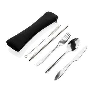 Set de 4 couverts réutilisables en acier inoxydable personnalisable