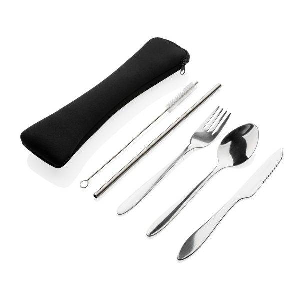 Set de 4 couverts réutilisables en acier inoxydable personnalisable