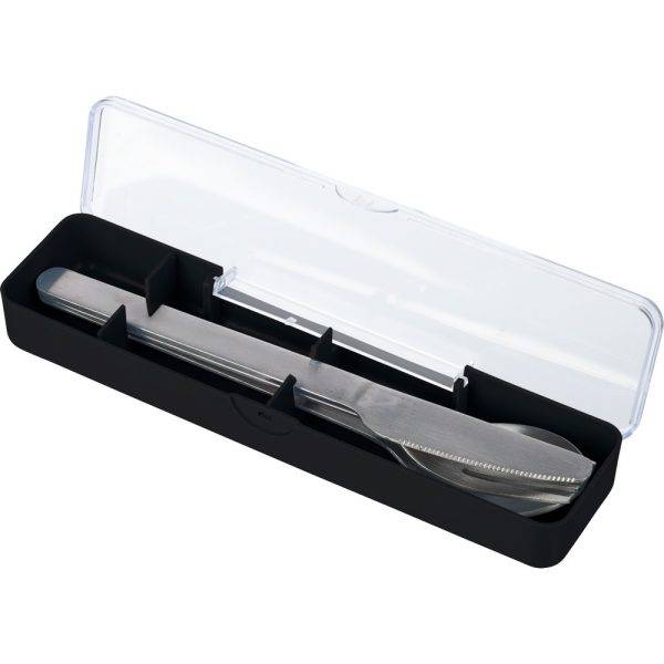 Set de couverts, 3 pièces noir personnalisable avec logo
