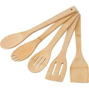 Set de cuisine en bambou 5 pcs brun personnalisable avec logo