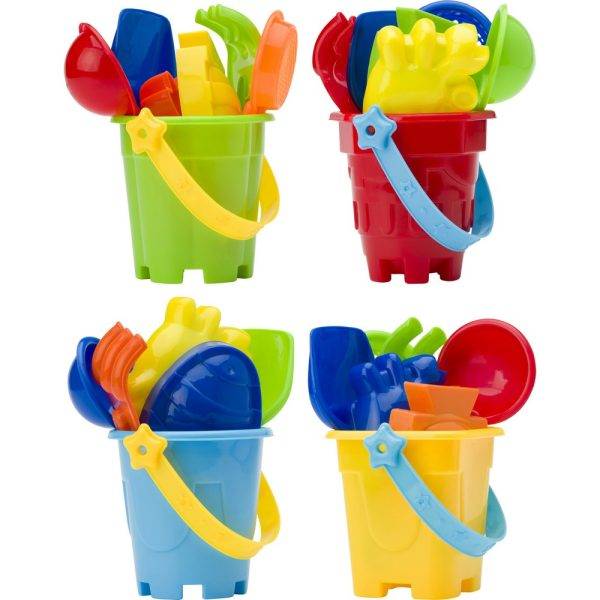 Set de plage, seau multicolore personnalisable avec logo