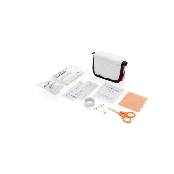 Set de premiers secours dans une pochette blanc personnalisable