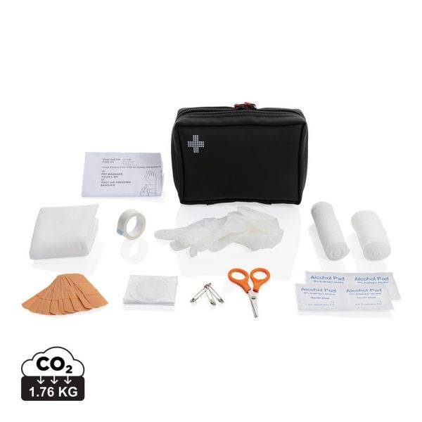 Set de premiers secours en PU nubuck recyclé RCS noir personnalisable