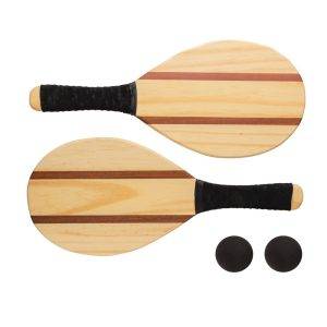 Set de raquettes frescobol en bois brun personnalisable avec logo