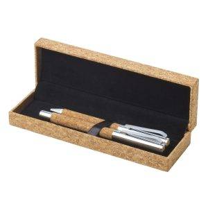 Set d'écriture en liège, stylo bille et roller personnalisable