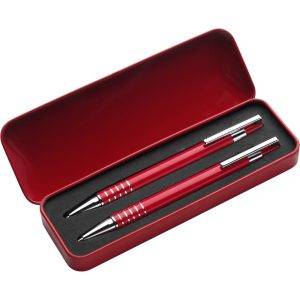 Set d'écriture, stylo bille et crayon rouge personnalisable avec logo