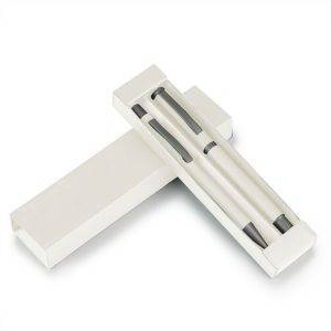 Set d'écriture, stylo bille et roller | Elliot blanc personnalisable