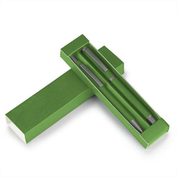 Set d'écriture, stylo bille et roller | Elliot vert personnalisable