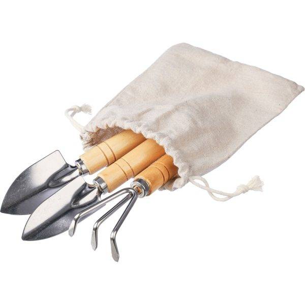 Set d'outils de jardin brun claire personnalisable avec logo