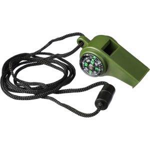 Sifflet avec boussole et thermomètre vert personnalisable avec logo