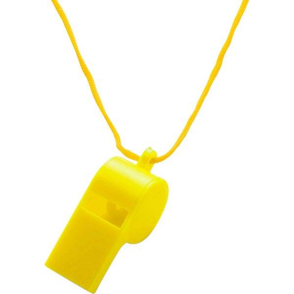 Sifflet avec cordon jaune personnalisable avec logo
